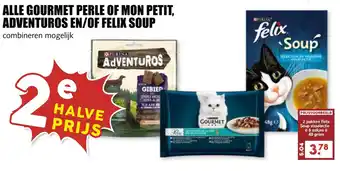 MCD Supermarkt Alle gourmet adventuros perle of mon petit, en/of felix soup aanbieding