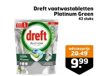 Trekpleister Dreft vaatwastabletten platinum green aanbieding