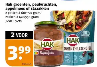 Poiesz Hak groenten, peulvruchten, appelmoes of stazakken aanbieding