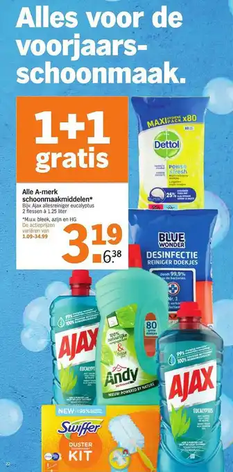 Albert Heijn Alle a-merk schoonmaakmiddelen aanbieding