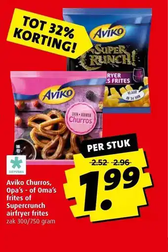 Boni Aviko churros, opa's - of oma's frites of supercrunch airfryer frites aanbieding