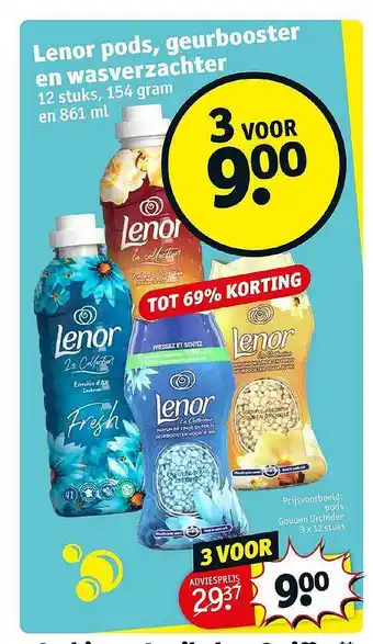 Kruidvat Lenor pods, geurbooster en wasverzachter aanbieding