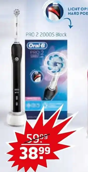 Trekpleister Oral-B Elektrische tandenborstel Pro 2 2000S black aanbieding