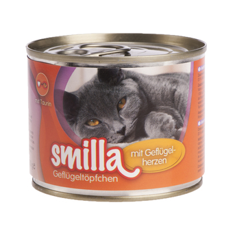 Zooplus 24x200g gevogeltepannetje zacht gevogelte met gevogelteharten smilla kattenvoer aanbieding