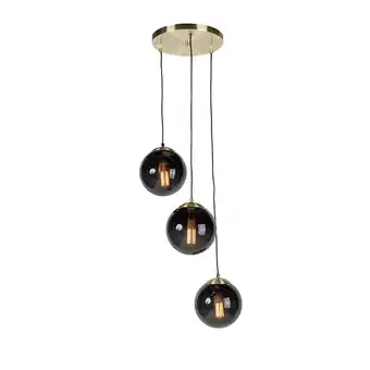 Lampenlicht.nl Hanglamp woonkamer, art deco, modern, drie zwarte glazen bollen bij elkaar, zithoek, bijzettafel aanbieding