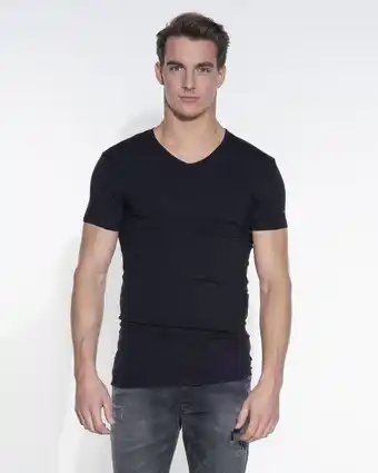 Only for Men Slater stretch heren t-shirt v-hals 2-pack aanbieding