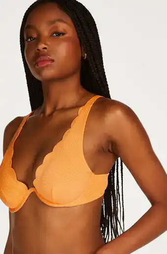 Hunkemoller Hunkemöller niet-voorgevormde beugel bikinitop scallop oranje aanbieding