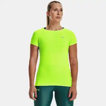 Under Armour Damesshirt heatgear® armour met korte mouwen lime surge / metalen zilver l aanbieding