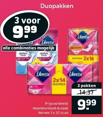 Trekpleister Libresse maandverband of inlegkruisjes Duopakken aanbieding