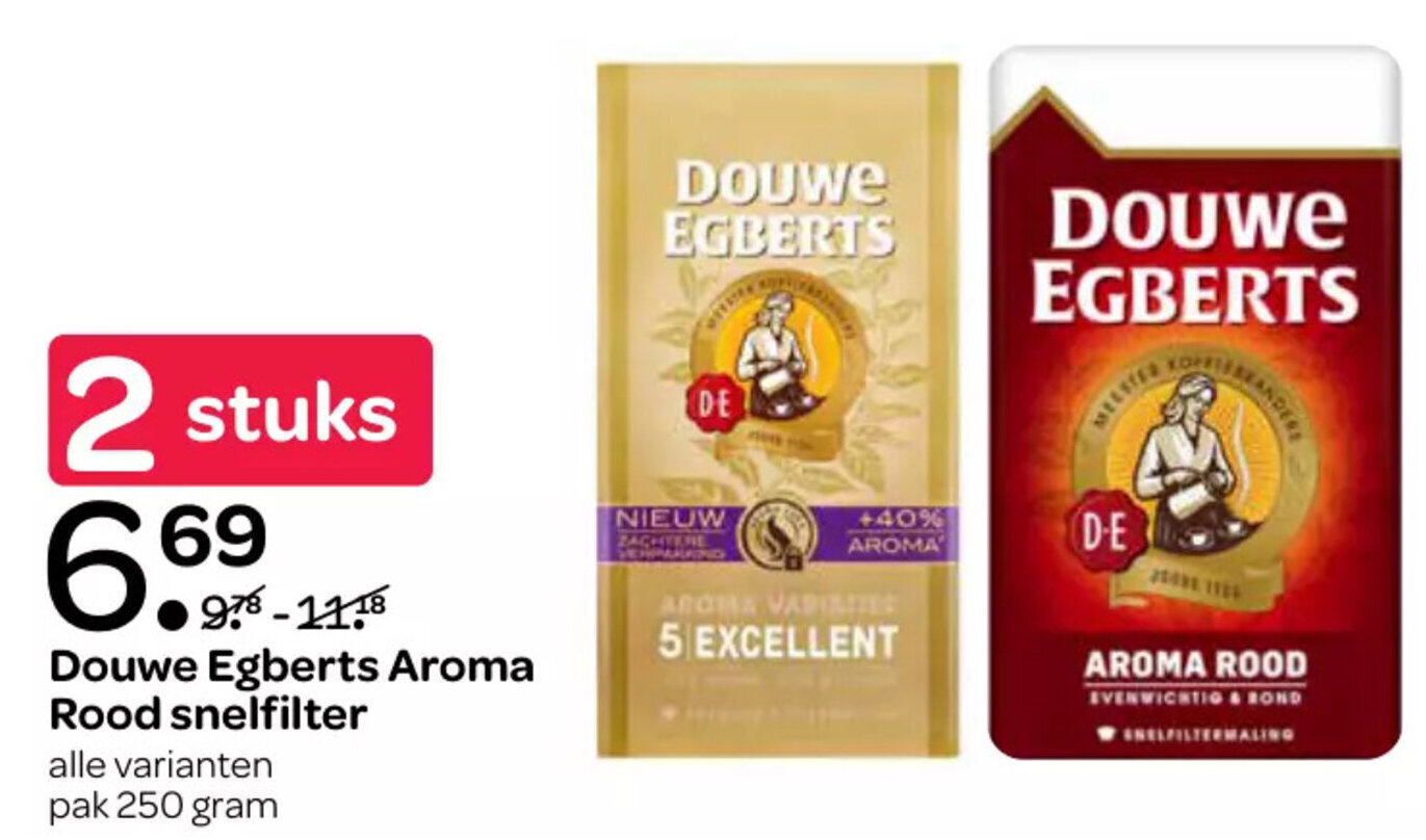 Douwe Egberts aroma rood snelfilter 250 gram aanbieding bij Spar