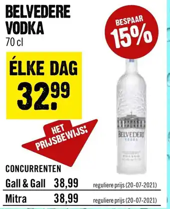 Dirck 3 Belvedere vodka 700ml aanbieding