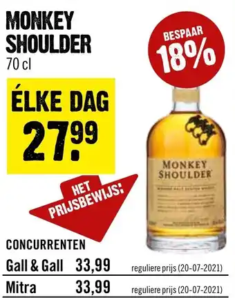 Dirck 3 Monkey Shoulder Blended Malt Scotch Whisky 700ml aanbieding