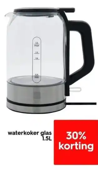 HEMA Waterkoker glas 1.5l aanbieding