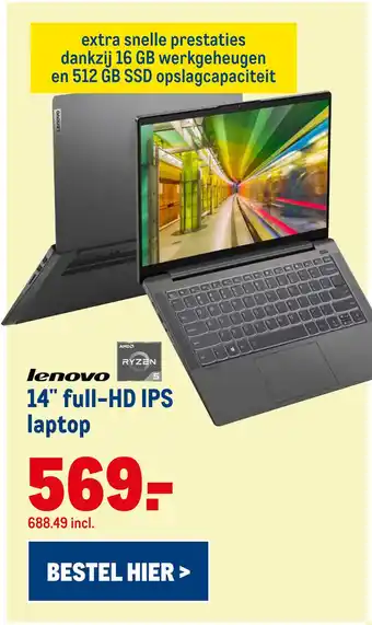 Makro lenovo 14" full-HD IPS laptop 5. aanbieding