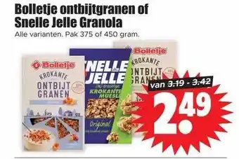 Dirk Bolletje ontbijtgranen of snelle jelle granola aanbieding