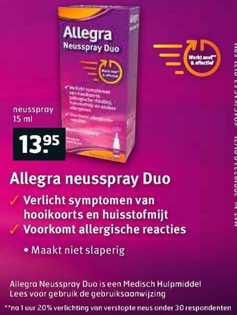 Trekpleister Allegra Neusspray Duo 15ml aanbieding