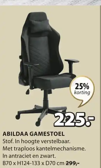 Jysk Abildaa Gamestoel B70xH124-133xD70 cm aanbieding