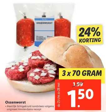 Lidl Ossenworst 70gram aanbieding