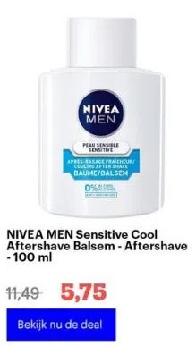 Bol.com Nivea men sensitive cool aftershave balsem - aftershave - 100 ml aanbieding
