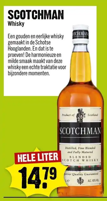 Dirck 3 Scotchman Whisky hele liter aanbieding