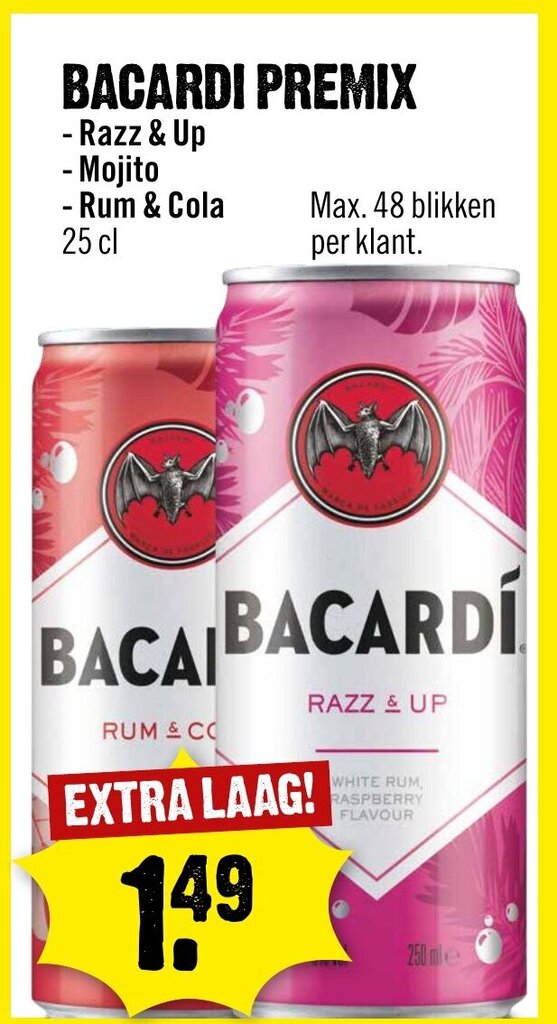 Bacardi Premix 25 cl aanbieding bij Dirck 3