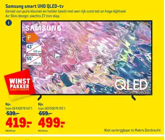Makro Samsung smart UHD QLED-tv QE43Q67B 43" aanbieding
