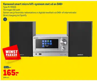 Makro Kenwood smart micro hifi-systeem met cd en DAB+ M-7000S Vermogen 60 watt aanbieding