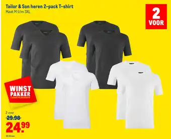 Makro Tailor & Son heren 2-pack T-shirt aanbieding