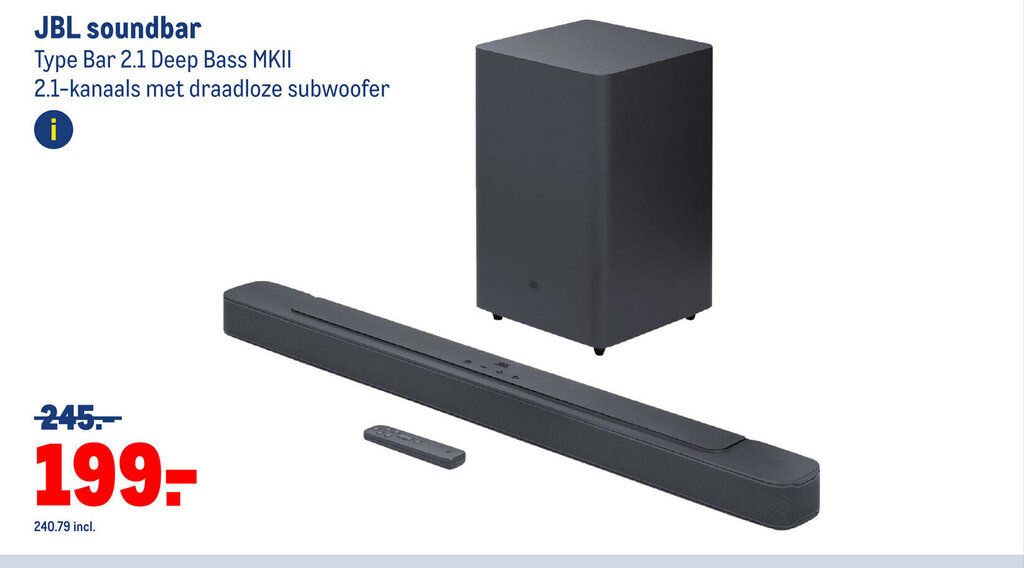 Makro JBL soundbar Bar 2.1 Deep Bass MKII aanbieding