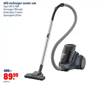 Makro AEG stofzuiger zonder zak LX5-2-4DB aanbieding