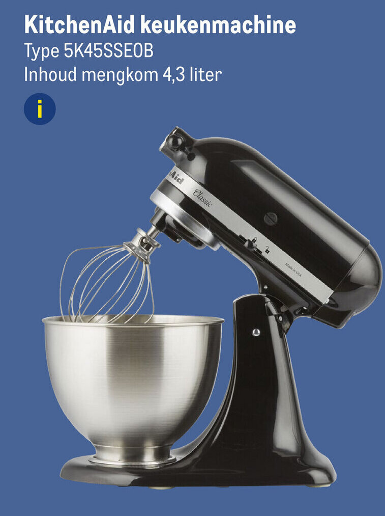 Kitchenaid keukenmachine 5K45SSE0B 4,3 liter aanbieding bij Makro