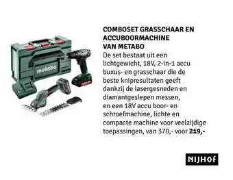 Nijhof Comboset Grasschaar En Accuboormachine Van Metabo aanbieding