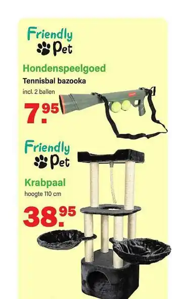 Van Cranenbroek Friendly pet hondenspeelgoed tennisbal bazooka of friendly pet krabpaal aanbieding