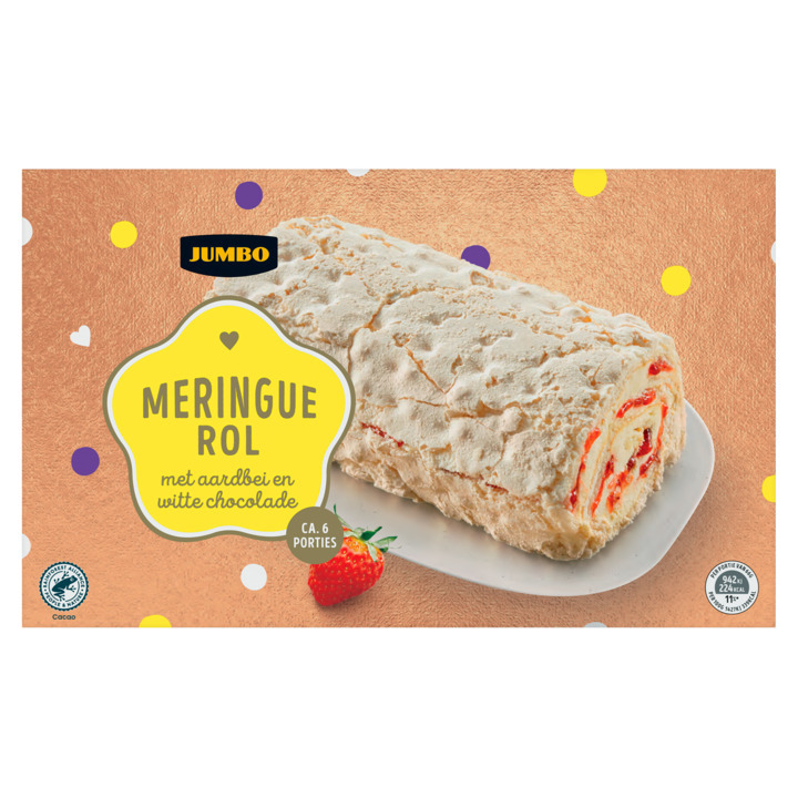Jumbo meringue rol met aardbei en witte chocolade 400g aanbieding bij Jumbo