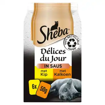 Jumbo Sheba délices du jour kalkoen & kip in saus 6 x 50g aanbieding