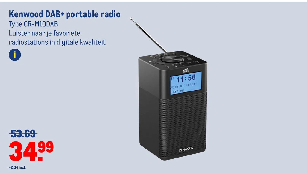 Kenwood dab+ portable radio aanbieding bij Makro