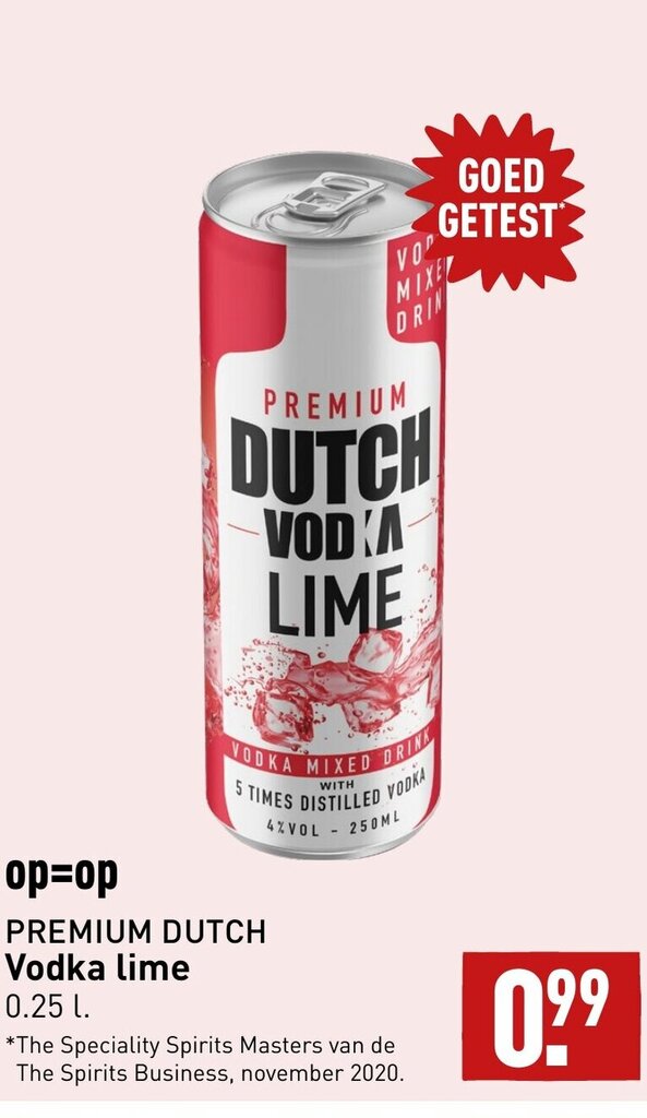 Premium Dutch Vodka Lime 0.25L aanbieding bij ALDI