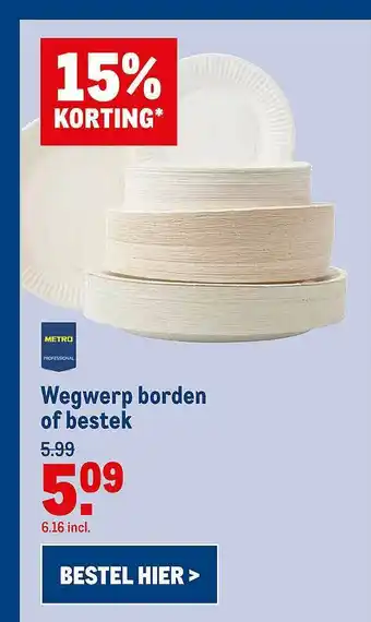 Makro Wegwerp Borden Of Bestek 15% Korting aanbieding