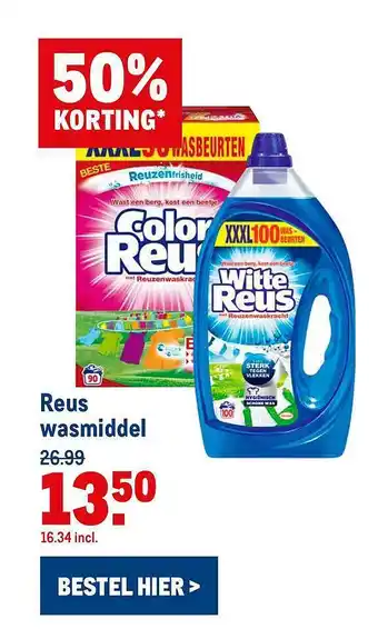 Makro Reus Wasmiddel 50% Korting aanbieding