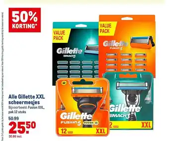 Makro Alle Gillette XXL Scheermesjes 50% Korting aanbieding