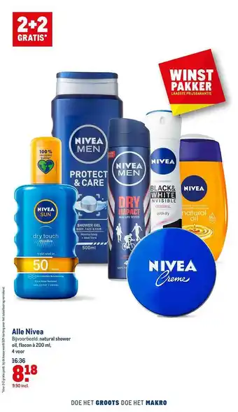 Makro Alle Nivea 2+2 Gratis aanbieding