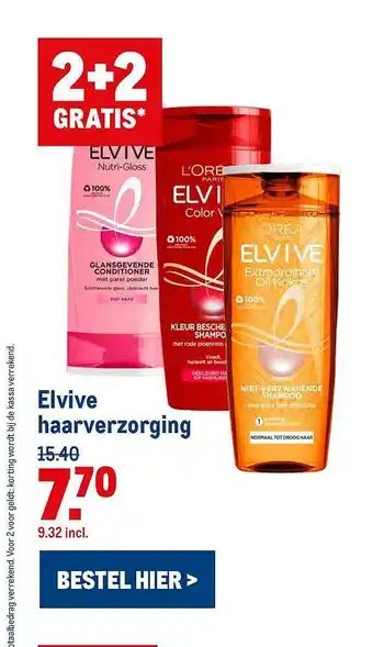 Makro Elvive Haarverzorging 2+2 Gratis aanbieding