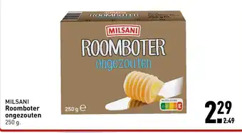 ALDI Milsani roomboter ongezouten 250g aanbieding