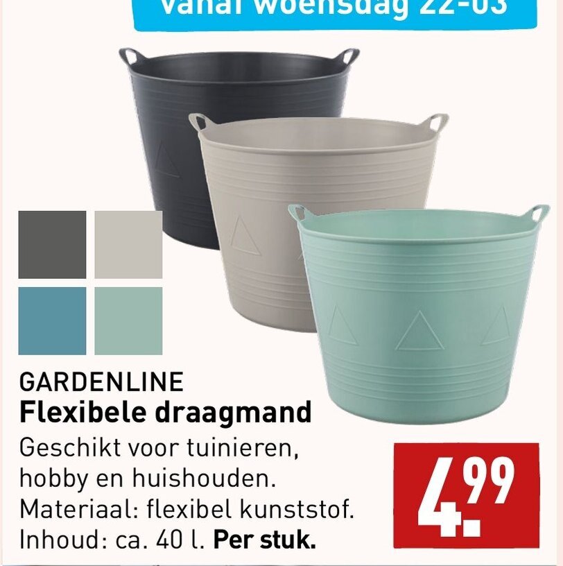 Wasmand Flexi met handgrepen, 3-delige set, 31 x 40 x 34 cm, 14 liter, wasmand Flexi, 3 kleuren: blauw, groen, zand, Made in EU