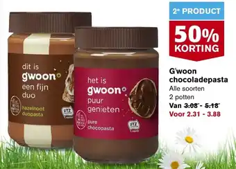 Hoogvliet G'woon chocoladepasta aanbieding