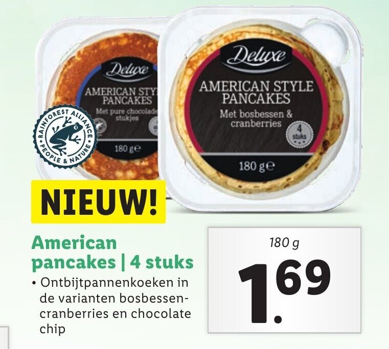 Deluxe American pancakes 180G aanbieding bij Lidl