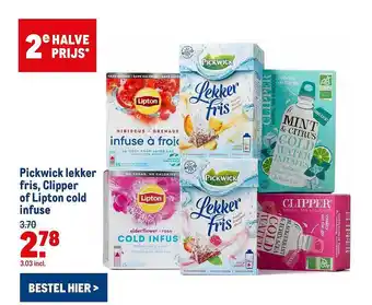 Makro Pickwick Lekker Fris, Clipper Of Lipton Cold Infuse aanbieding