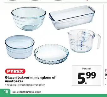 Lidl Glazen bakvorm, mengkom of maatbeker aanbieding