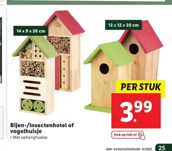 Lidl Bijen-/insectenhotel of vogelhuisje aanbieding