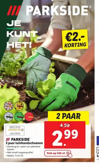 Lidl Parkside 2 paar tuinhandschoenen maten: 7 t/m 10 aanbieding